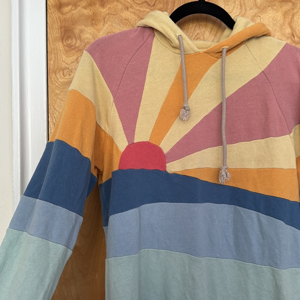 Faherty Multicolor Sunburst Pullover Hoodie - Pink, Yellow, Orange, Blue, Red